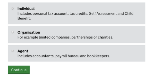 Determine your HMRC account type 