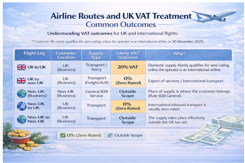 Summary table: common outcomes for UK-to-UK, UK-to-non-UK, and non-UK-to-UK legs