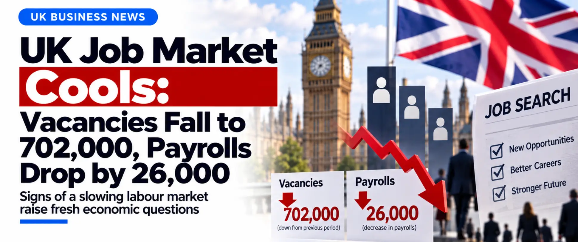 Home UK Job Market Cools_ Vacancies Fall to 702,000, Payrolls Drop by 26,000