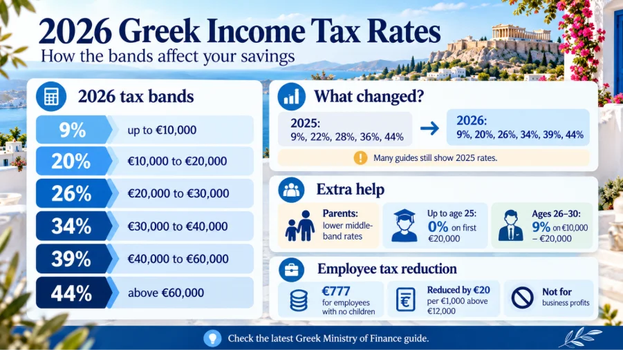 Greece Article 5C: 50% Tax Exemption for Employees & Entrepreneurs in 2026 How Much Tax Can You Save Under Article 5C in 2026